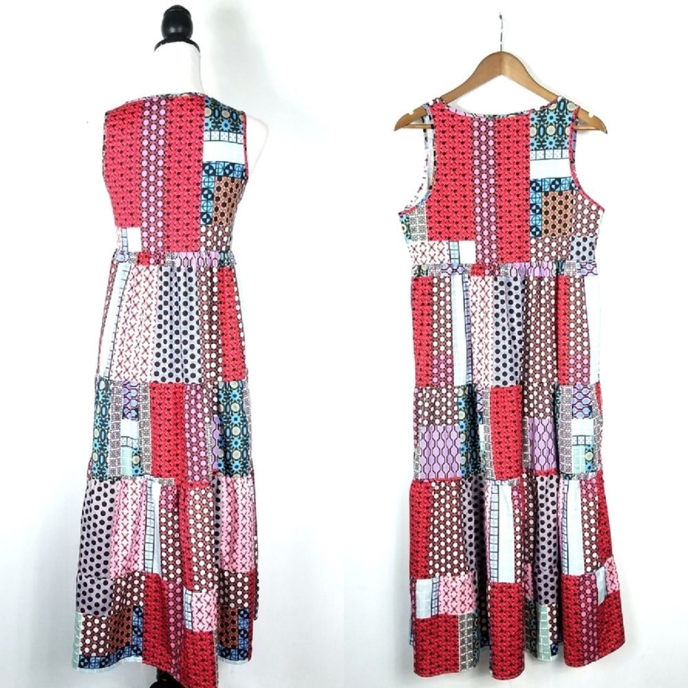 Boho Colorful Patchwork Print Maxi Dress - image 2